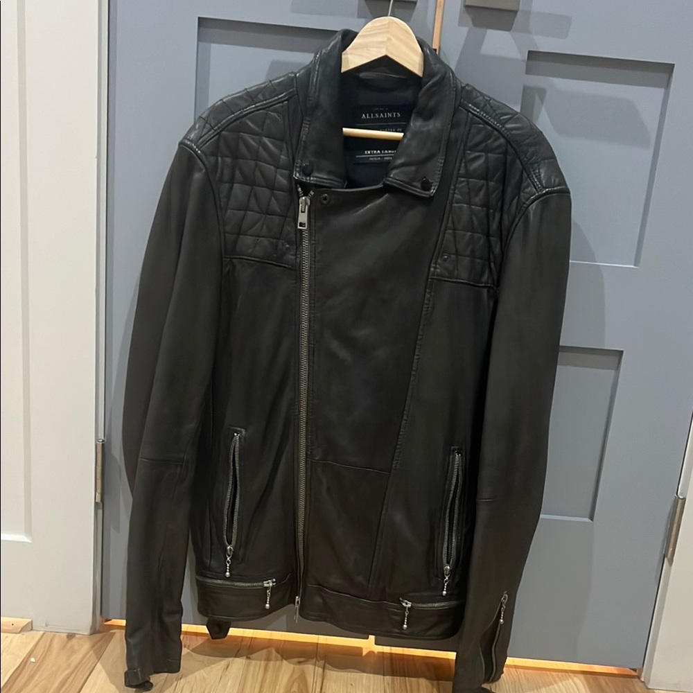 All Saints Black Lightweight Shirt Jacket Asymmetrical Style